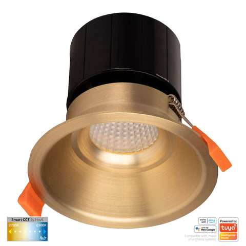 Prime Brass Coloured Fixed Deep CCT WIFI LED Downlight - HV5514CCT-BR