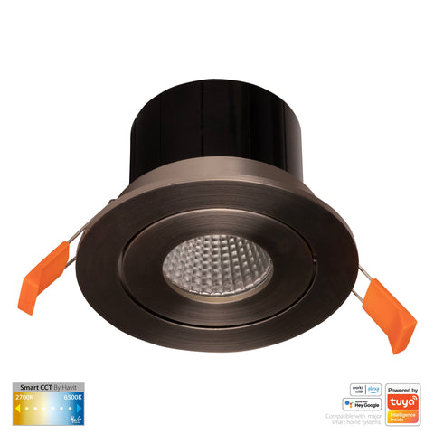Prime Nickel Coloured Tilt CCT WIFI LED Downlight - HV5512CCT-NK