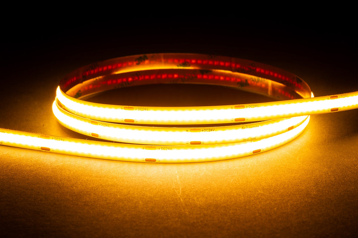 9.6w IP20 24v DC 3000K COB Dotless LED Strip - HV9761-IP20-320-3K-30M