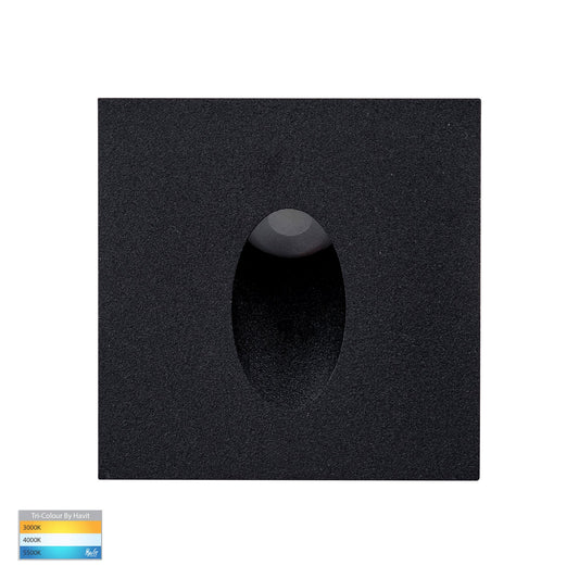 Mini Reces Black Square TRI Colour Recessed LED Step Light - HV3216T-BLK-12V