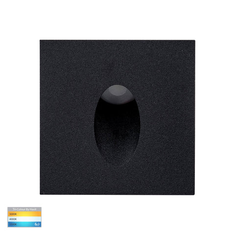 Mini Reces Black Square TRI Colour Recessed LED Step Light - HV3216T-BLK-12V