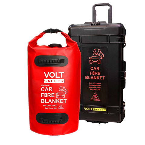 EV Car Fire Blanket 12m x 10m with Storage Bag and Mobile Case - Volt Safety - FIRE-B-EV-1210-SC