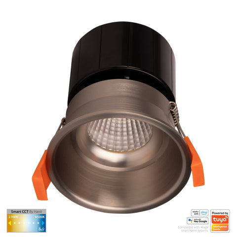 Prime Nickel Coloured Fixed Deep CCT WIFI LED Downlight - HV5513CCT-NK