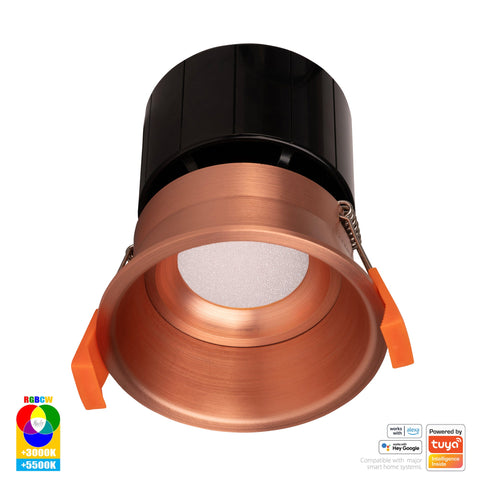 Prime Copper Coloured Fixed Deep RGBCW WIFI LED Downlight - HV5513RGBCW-CP