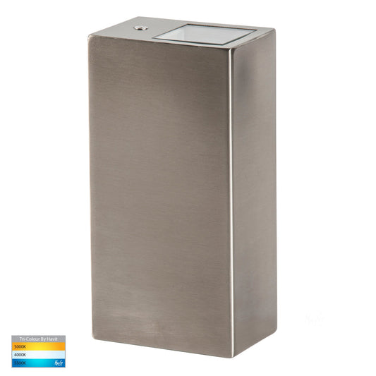 Veldi 316 Stainless Steel Square TRI Colour Up & Down Wall Light - HV3633T-SS316