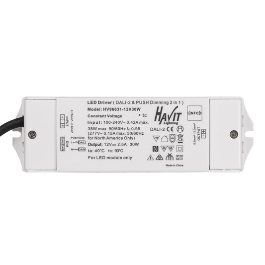 30W Dali 2 + Push Dim Dimmable LED Driver - HV96631-24V30W