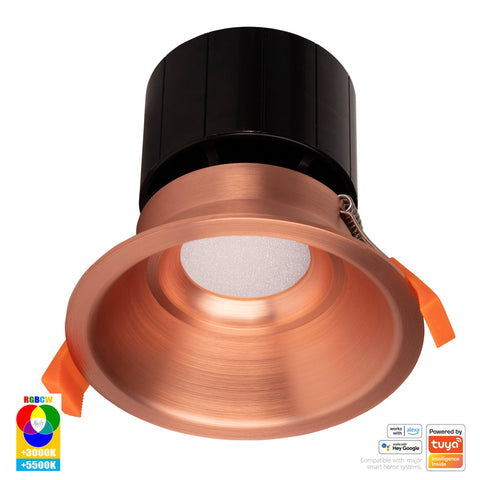 Prime Copper Coloured Fixed Deep RGBCW WIFI LED Downlight - HV5514RGBCW-CP