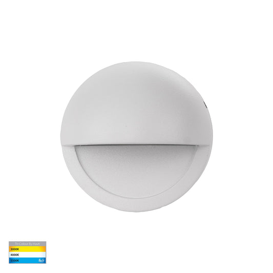 Veko White Step Lights with Eyelid - HV2927T-WHT-12V