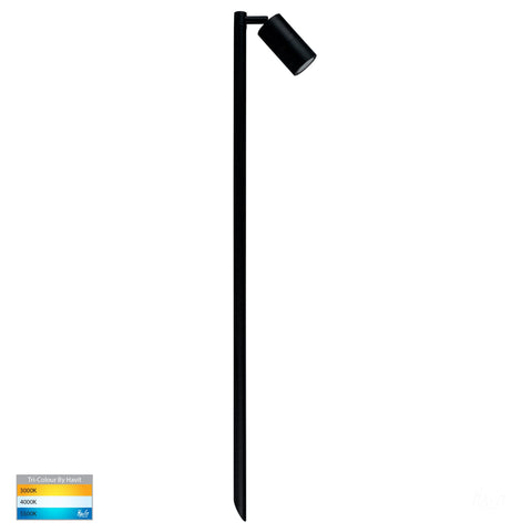 Tivah Black TRI Colour Single Adjustable LED Bollard Spike Light - HV1423T