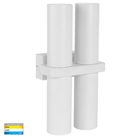 Luz White TRI Colour Double Up & Down Wall Pillar Lights - HV10392T