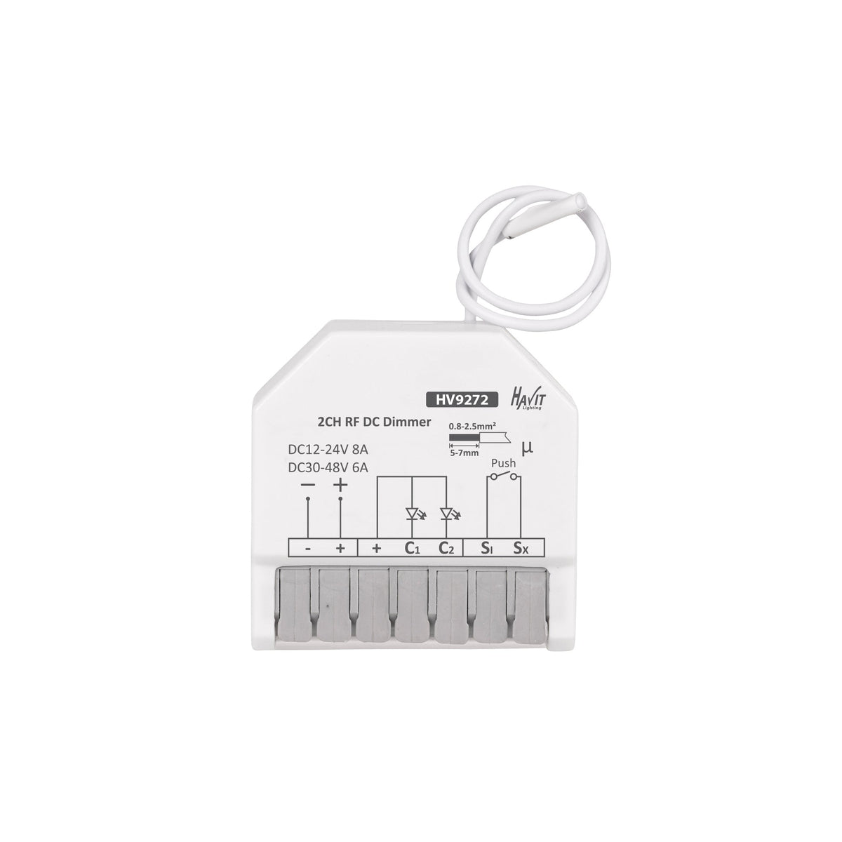 12-24v DC Two Channel RF + Push Dim Receiver - HV9272