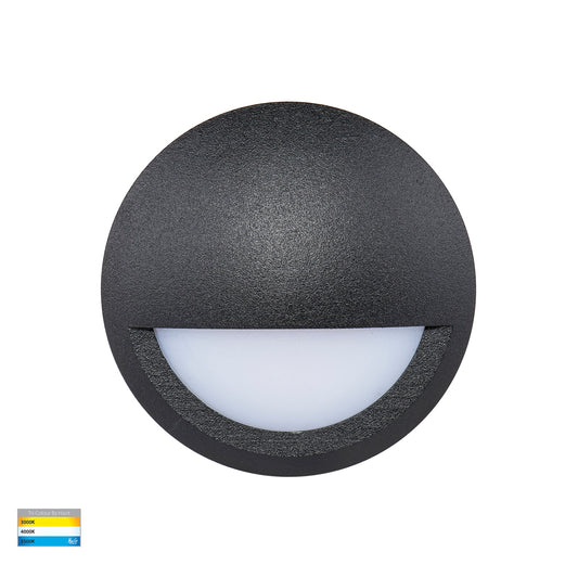 Nava Black LED Step Light with Eyelid - HV2961T-BLK-12V