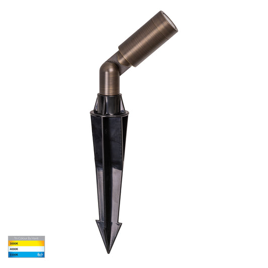 Cilindor Antique Brass 3w LED Garden Spike Light - HV1435T-AB