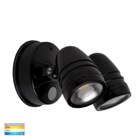 Focus Polycarbonate Black Double Adjustable Spot Light With Sensor - HV3794T-BLK