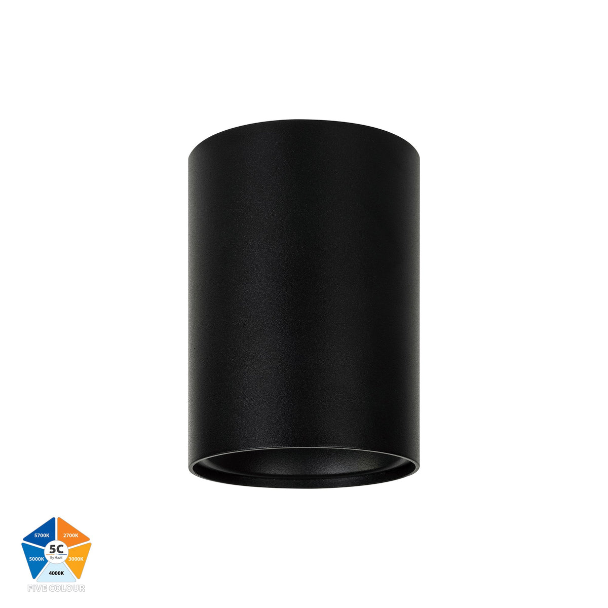 Nella Black 12w Surface Mounted LED Downlight - HV5842S-BLK-12V