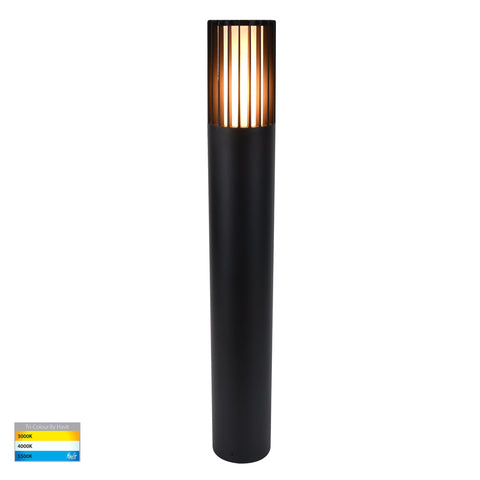 Tenac Aluminium Black Tri Colour LED Bollard Light - HV1693T-BLK-240V