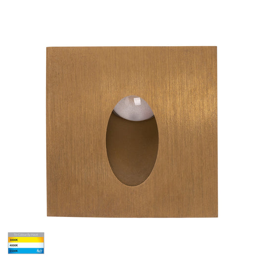 Mini Reces Brass Square TRI Colour Recessed LED Step Light - HV3216T-BR-12V