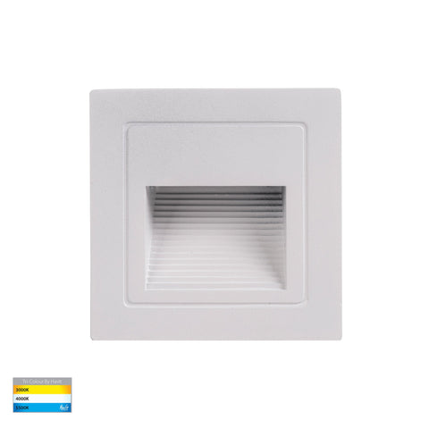 Trin White Square Recessed LED Step Light - HV3112T-WHT-12V