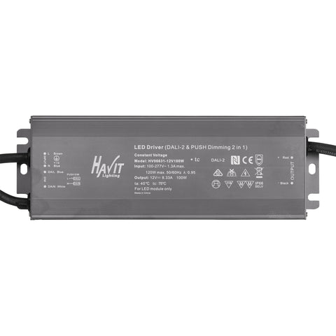 HV96631-12V100W | HV96631-24V100W- 100W Dali 2 + Push Dim Dimmable LED Driver - HV96631-12V100W