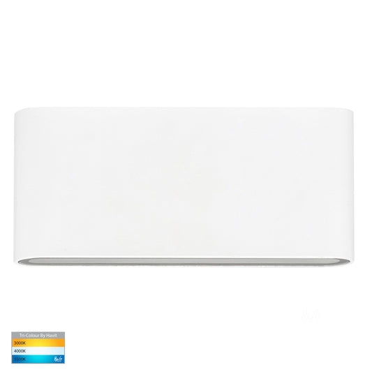 Lisse White Fixed Down TRI Colour LED Wall Light - HV3643T-WHT-12V