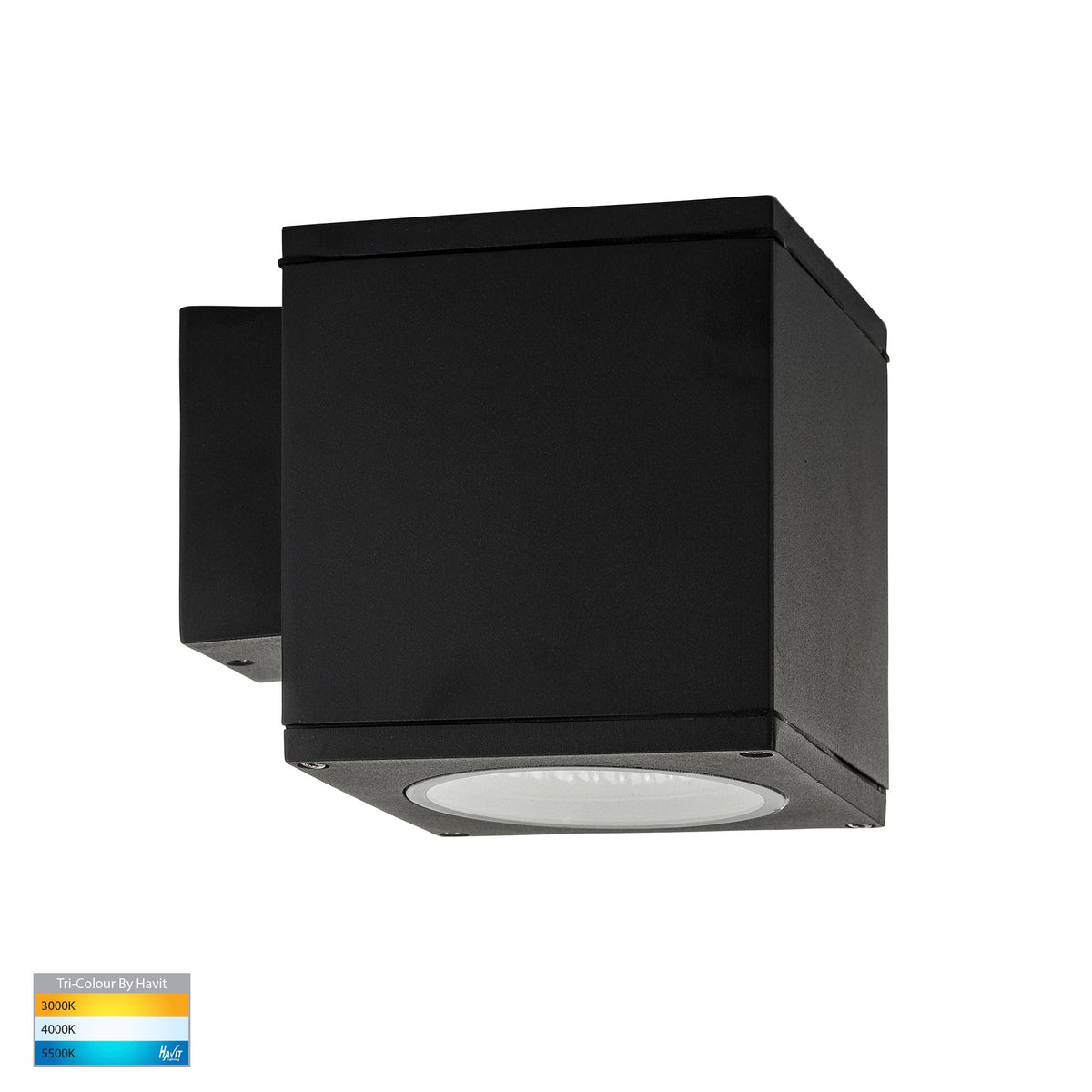 Porter 15w LED Black Large Fixed Wall Light - HV3628T-BLK-SQ
