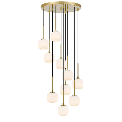 Telbix BOBO 10 Light Pendant Antique Gold with Opal Matt Glass