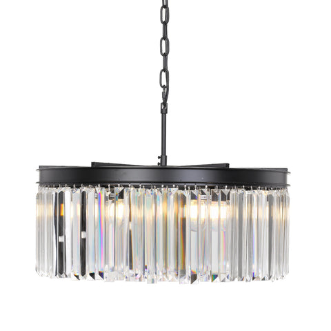 Telbix SERENE 6 Light Pendant Black with Faceted Crystal