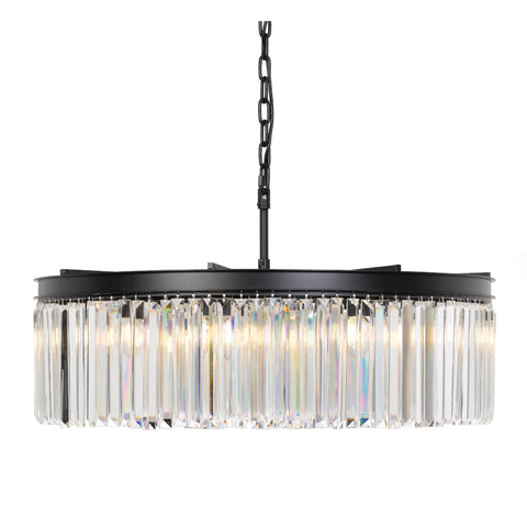 Telbix SERENE 8 Light Pendant Black with Faceted Crystal