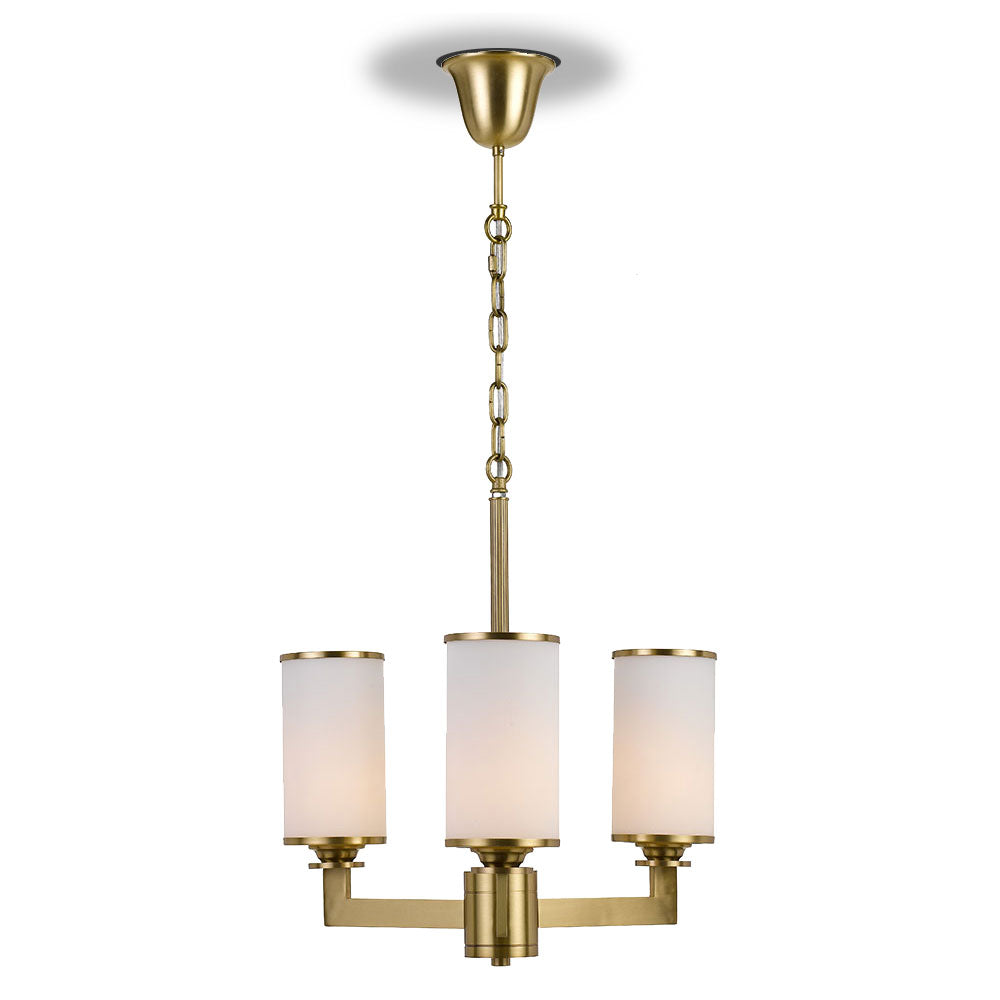 Telbix AHERN 3 Light Pendant Solid Brass with Opal Glass