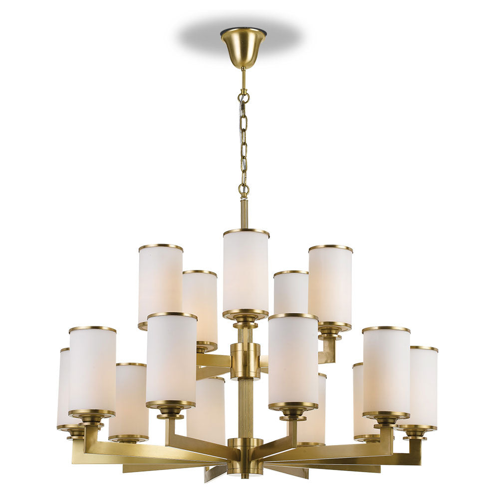Telbix AHERN 15 Light Pendant Solid Brass with Opal Glass