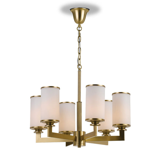 Telbix AHERN 6 Light Pendant Solid Brass with Opal Glass