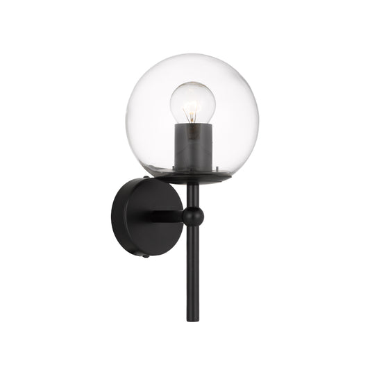 Telbix ETERNA 1 Light Wall Lamp Black with Clear Glass