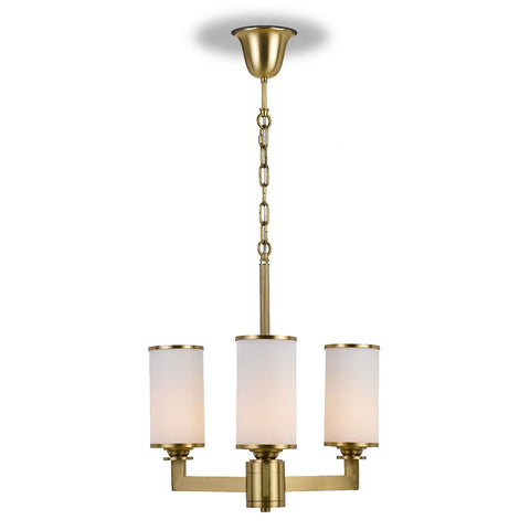 Telbix AHERN 3 Light Pendant Solid Brass with Opal Glass