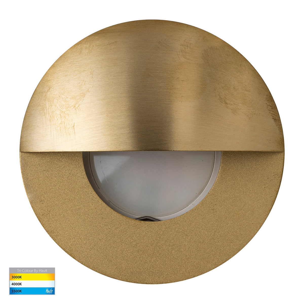 Ollo Brass TRI Colour LED Step Light With Eyelid - HV19012T-BR
