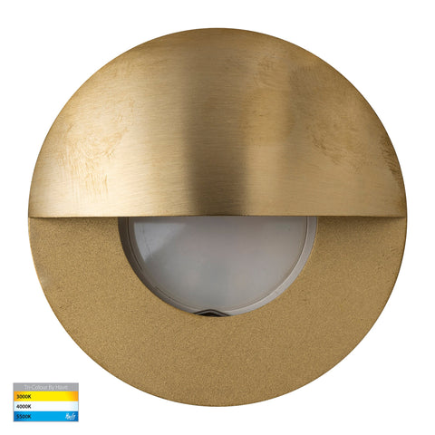 Ollo Brass TRI Colour LED Step Light With Eyelid - HV19012T-BR