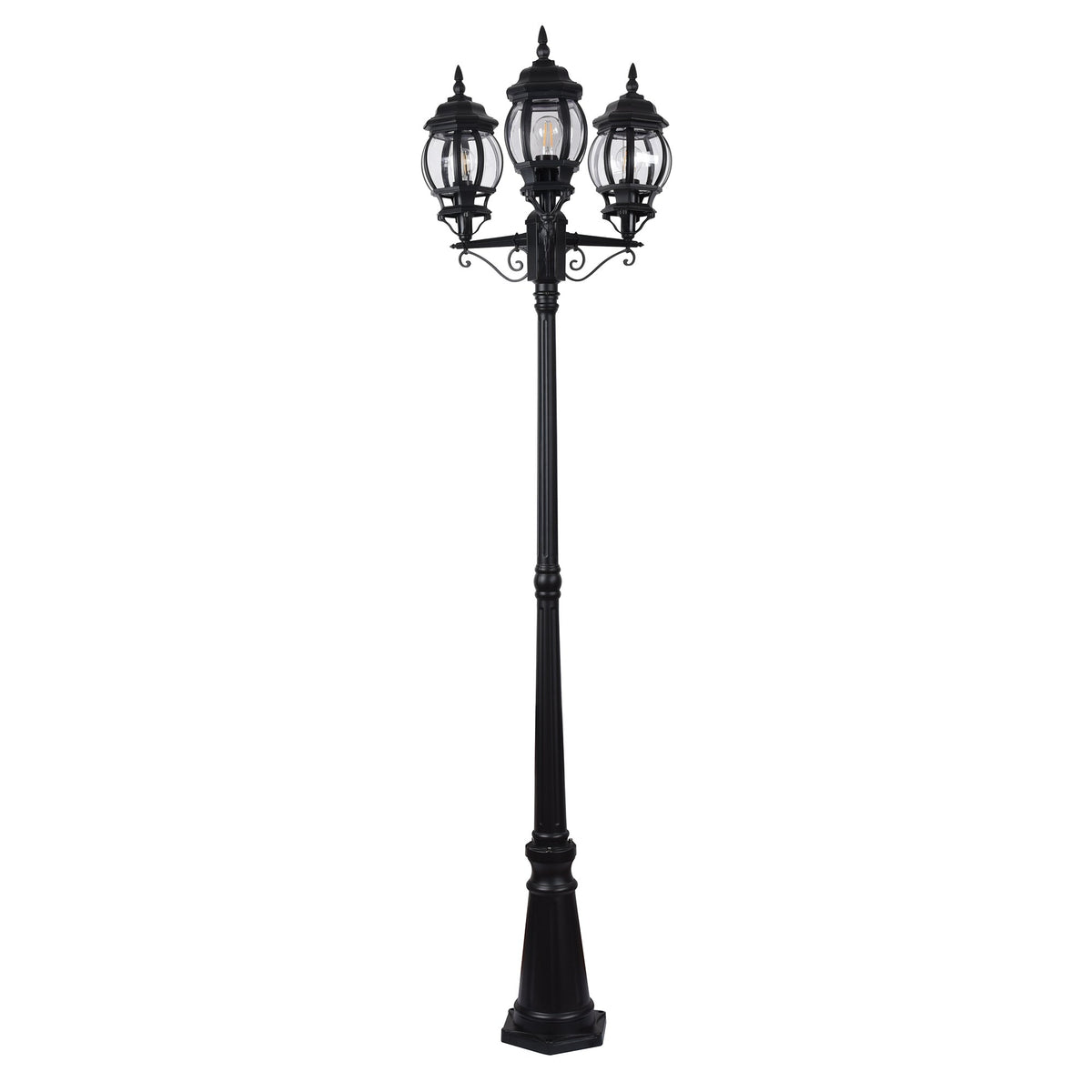 Trener Aluminium Black Coach 3 Light Post Light - HV1673W-BLK