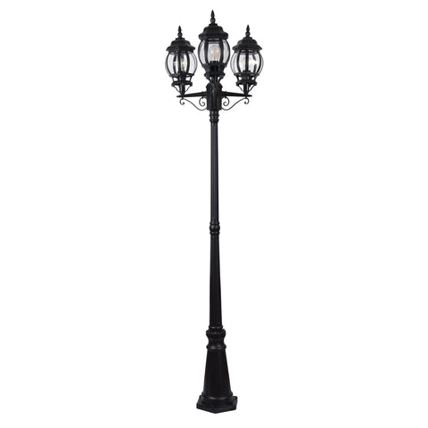 Trener Aluminium Black Coach 3 Light Post Light - HV1673W-BLK