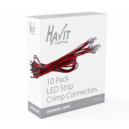 10 Pack of LED Strip Connectors with 1m Cable to suit IP20 10mm PCB LED Strip - HV9948-10PK