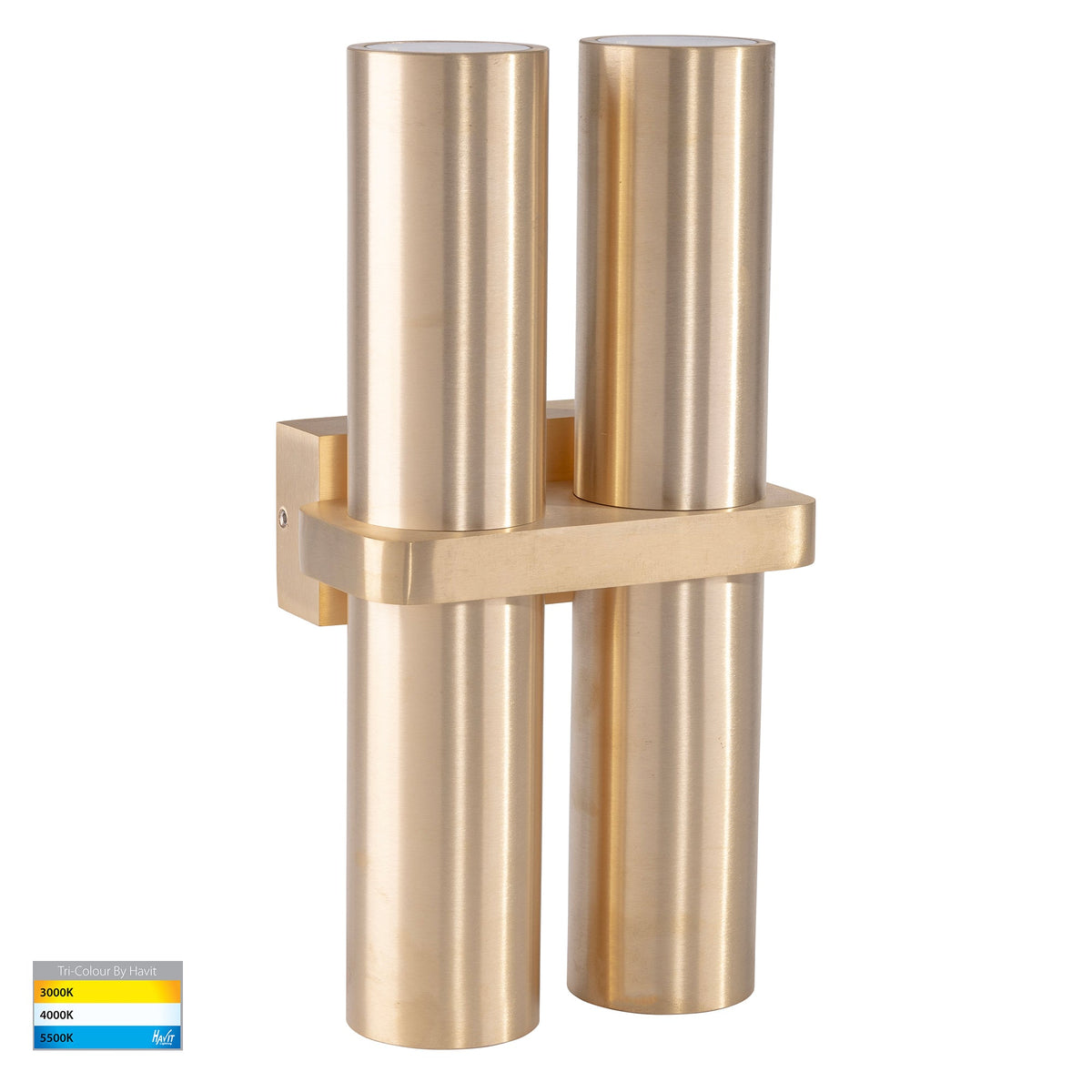 Luz Solid Brass TRI Colour Double Up & Down Wall Pillar Lights - HV10592T