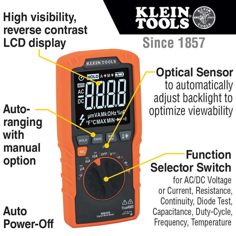 Slim Digital Multimeter, TRMS Auto-Ranging, 600V, Temp - A-MM450