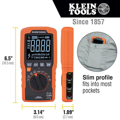 Slim Digital Multimeter, TRMS Auto-Ranging, 600V, Temp - A-MM450