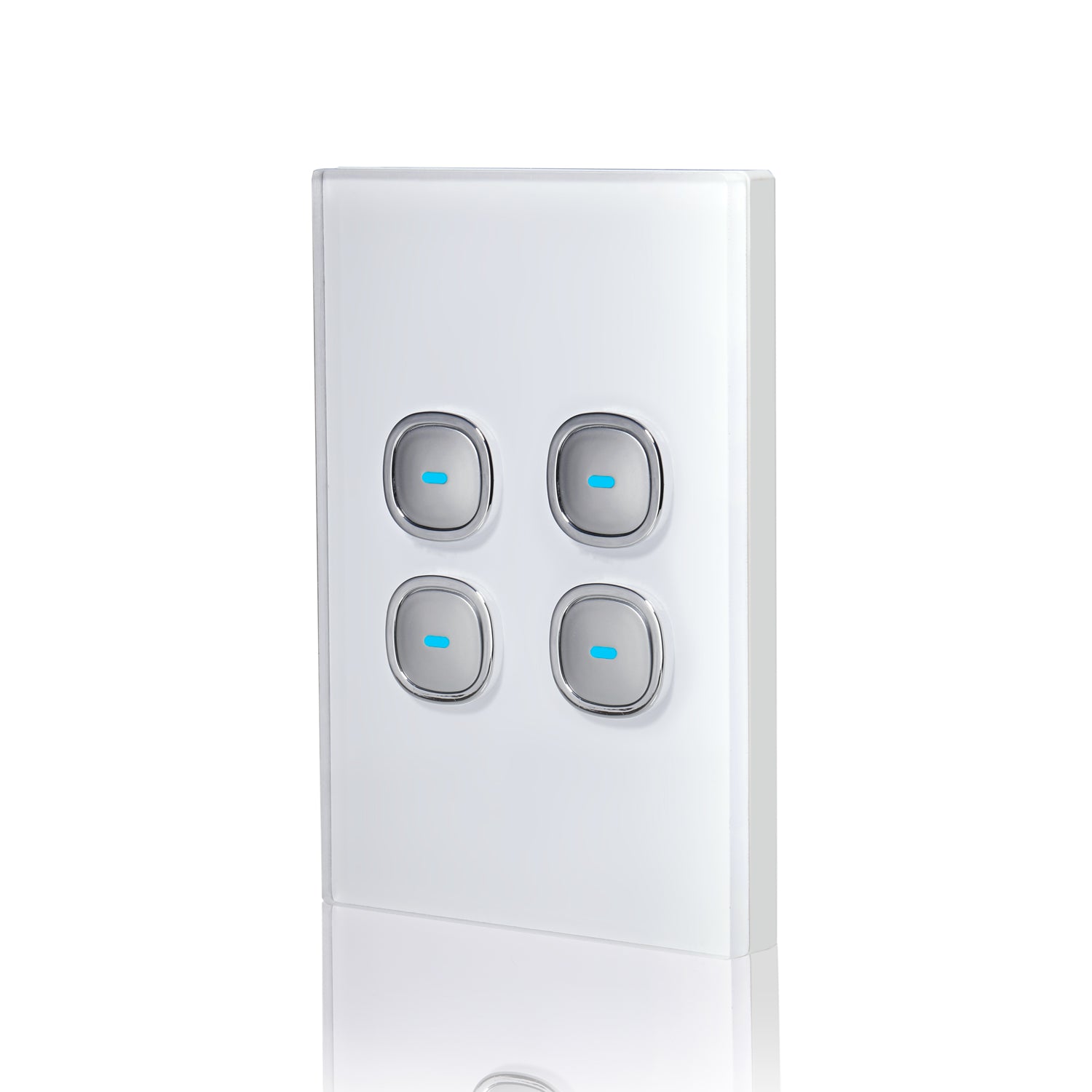 Transco Glass-look OPAL LED 4 Gang Push Button Switch - S4G - ARCK Electrical Wholesale Supplies