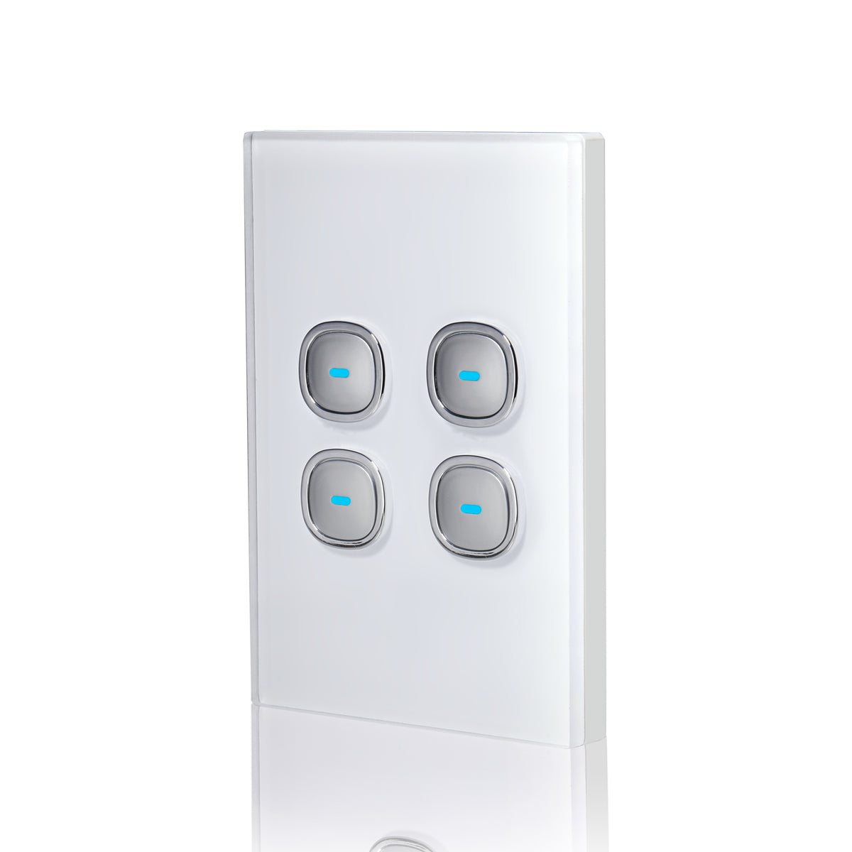 Transco Glass-look OPAL LED 4 Gang Push Button Switch - S4G - ARCK Electrical Wholesale Supplies