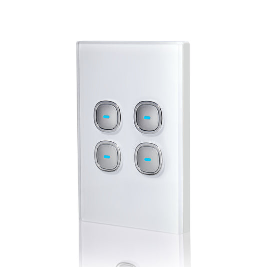 Transco Glass-look OPAL LED 4 Gang Push Button Switch - S4G - ARCK Electrical Wholesale Supplies