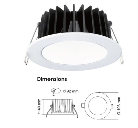 SAL Ecogem S9041HO/TC dimensions - 103mm dia, 92mm cutout