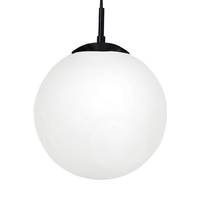 Rondo Opal Glass 200mm 60W 1 Light Pendant Light - Black - 205008