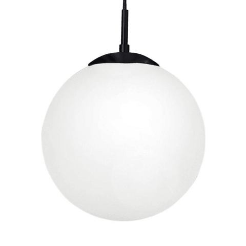 Rondo Opal Glass 200mm 60W 1 Light Pendant Light - Black - 205008