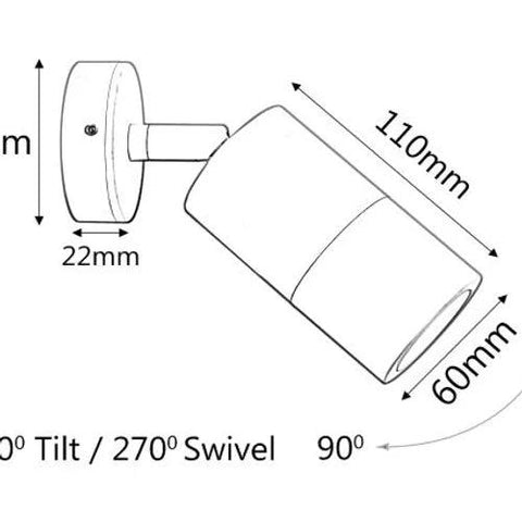 SINGLE ADJUSTABLE SPOTLIGHT (MATT BLACK IP65) - 2123B