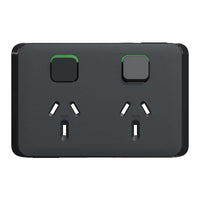 Clipsal Iconic Double PowerPoint Skin Black - 3025C-XB