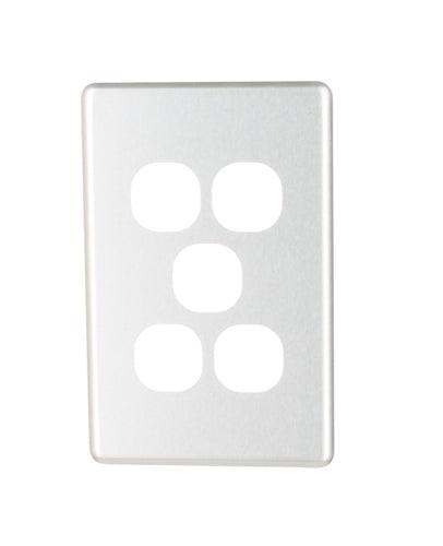 NLS 5 GANG SWITCH BRUSHED ALUMINIUM COVER ONLY ' CLASSIC' STYLE ' - 30565NLS